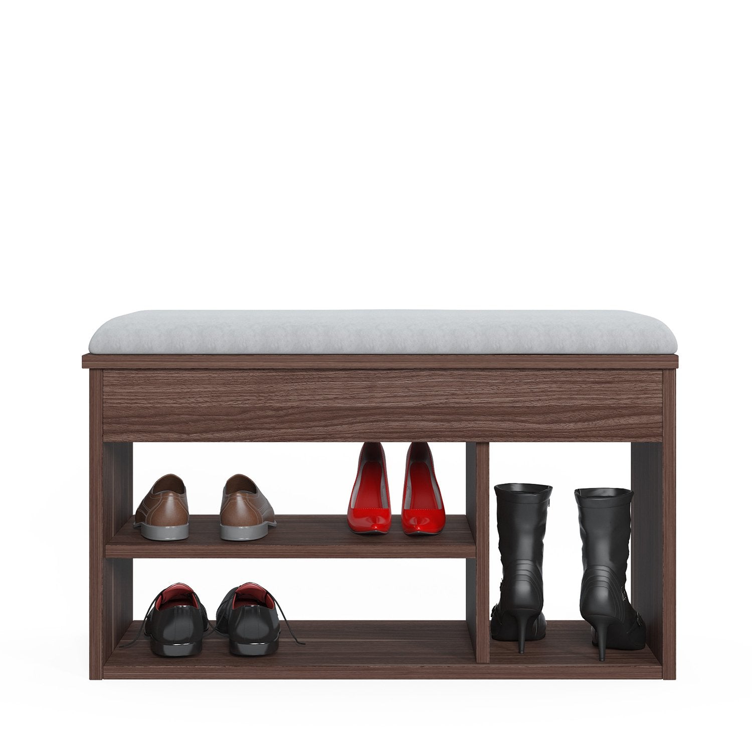 Tona 6 Pair Shoe Storage Cabinet with Bench by Ruumstore Walnut