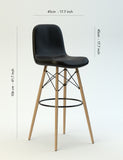 Lina 41.7'' Bar Stool Counter Height, Dried Beech Feet, Leather Seating